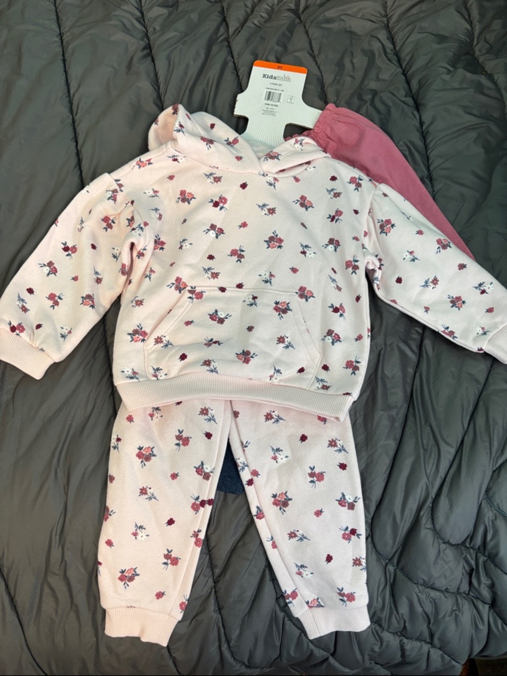 🆕 Kids Headquarters 4 piece Pink Floral Smocked Top & Leggings Set, 2T - NWT - Picture 3 of 7